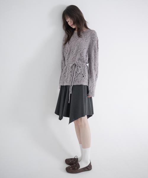 CORSAGE POINTELLE PULLOVER (PURPLE)