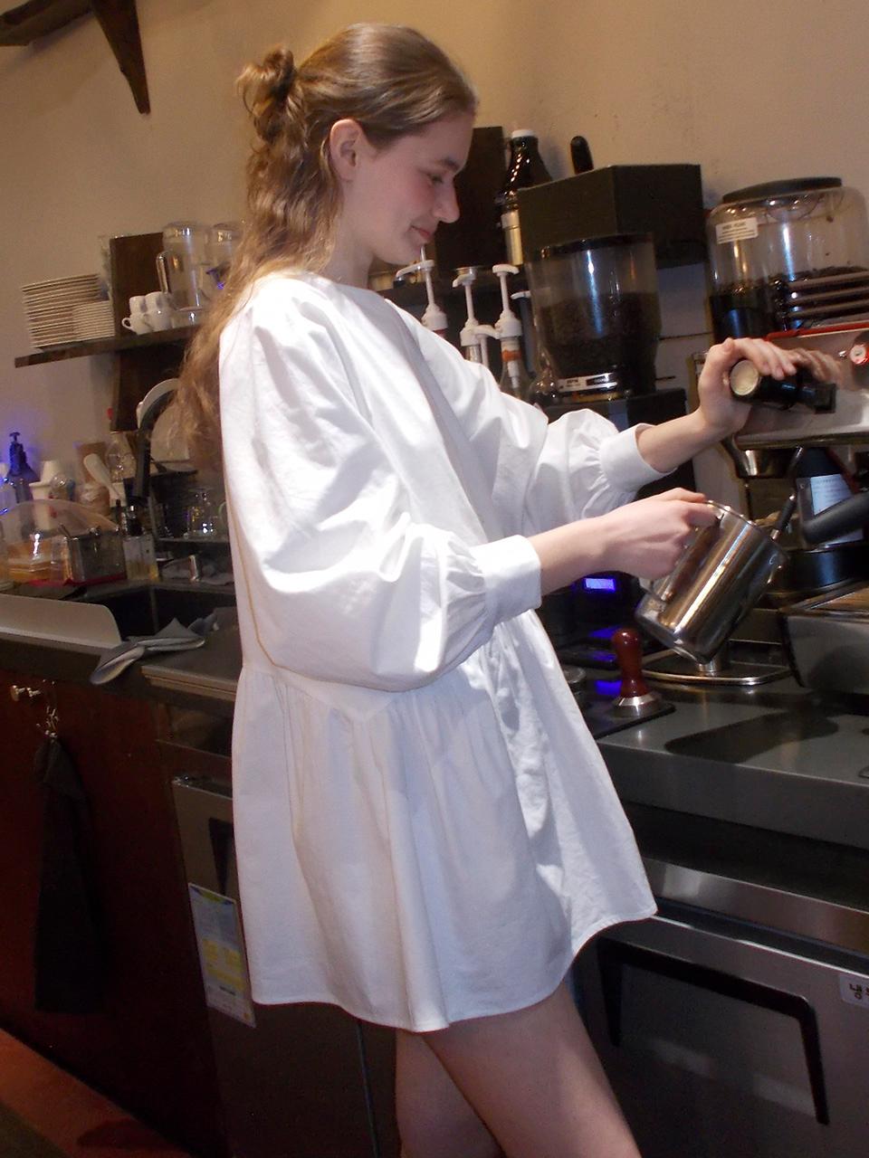 (2/24이내 출고)COTTON SHIRRING DRESS - IVORY