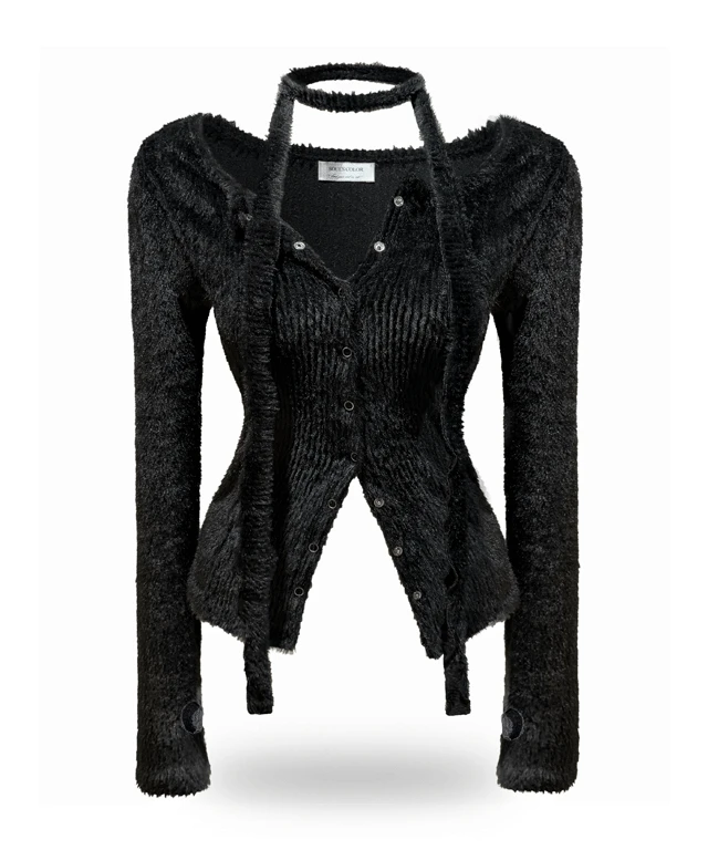 [PRE-ORDER/MADE] Vivien snap wool knit scarf set