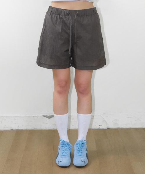SHEER NYLON SHORTS CHARCOAL