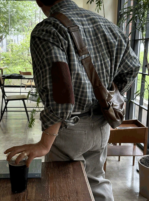 그렐 엘보패치 체크셔츠