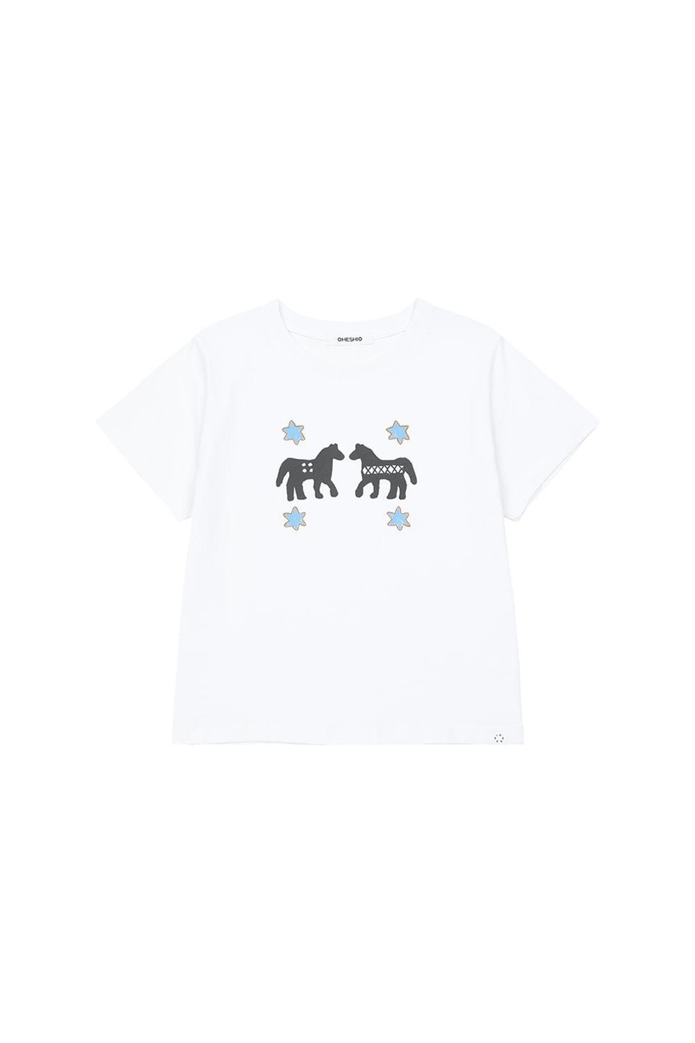 TWIN PONY CROP T-SHIRT, WHITE
