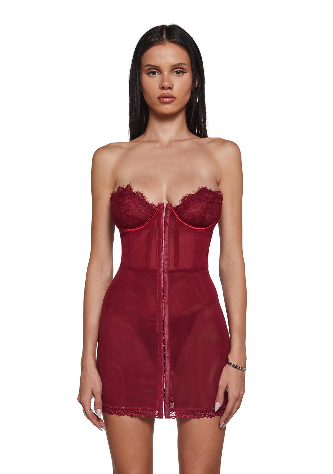 Captivating Gazes Slip Dress - Red - RED / Medium