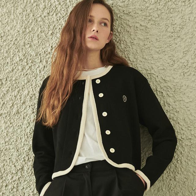 TWEED SWEAT CARDIGAN BLACK