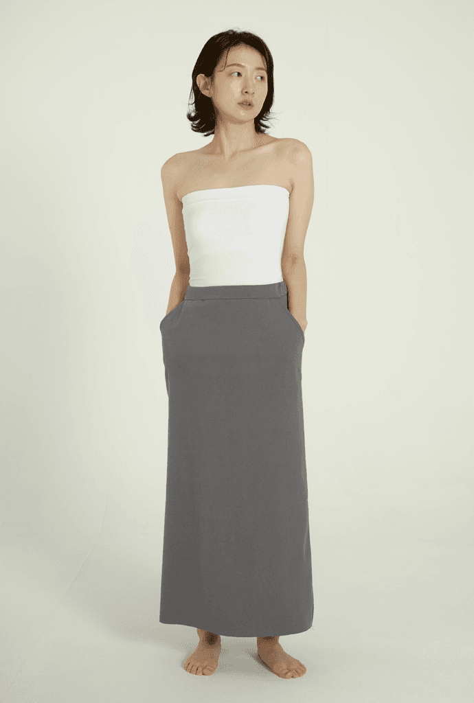 친환경 천연염색 BANDING SKIRT ELINOR PURPLE GRAY