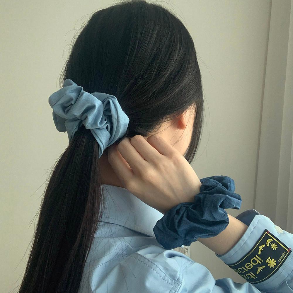 데님 청 곱창 밴드 스크런치 헤어 슈슈 머리끈