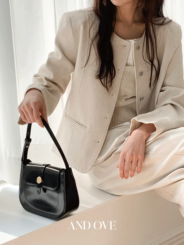 [하객룩] 어라운드 라운드 노카라 자켓