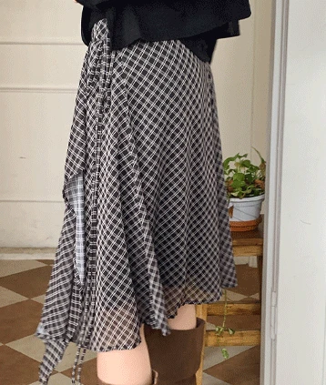 [M당일출고💞] 에리체크skirt (미디스커트🤍레이어드,랩스커트,언발스커트)