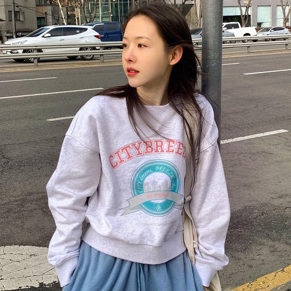 시티 아치 그래픽 스웨트 셔츠_MELANGE WHITE