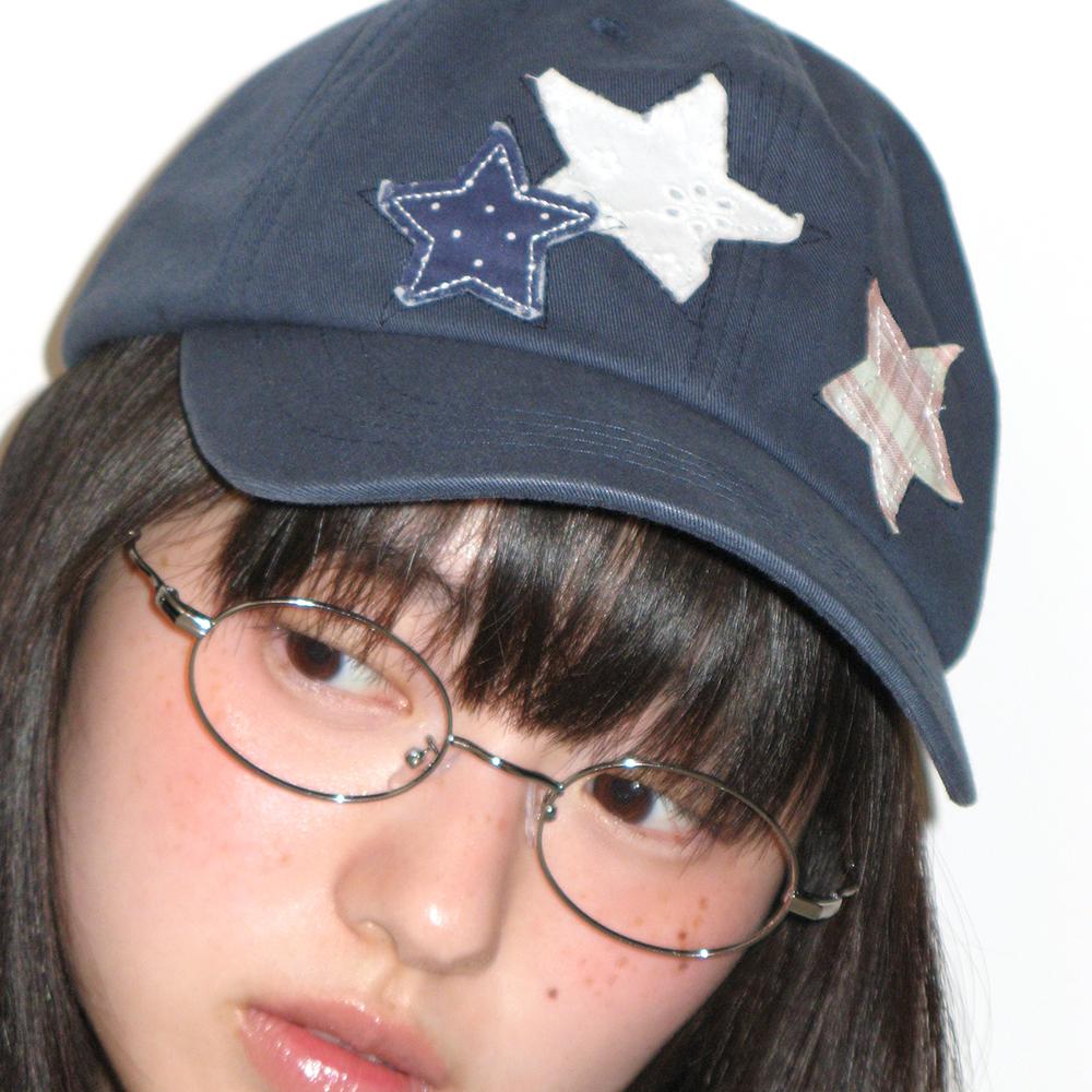 STAR PATCH MIXED APPLIQUE BALL CAP NAVY