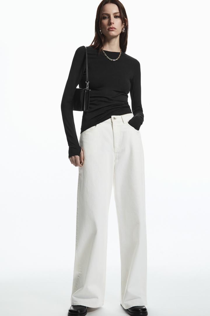 슬림 핏 롱 슬리브 탑