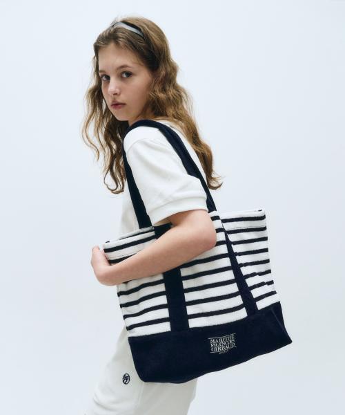 CLASSIC LOGO TERRY SHOPPER BAG stripe