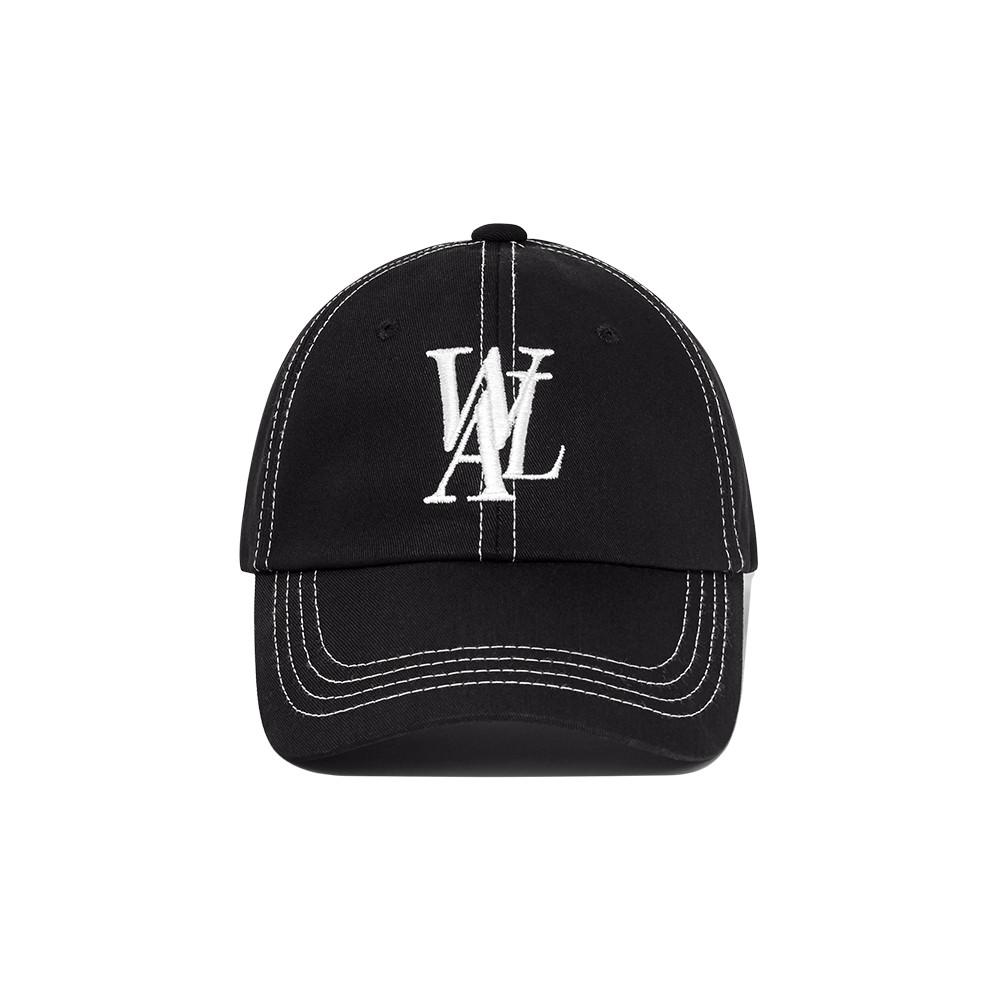 [우알롱] 시그니처 로고 볼캡 스티치 블랙
