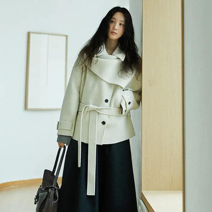 Hand-made Belted Half-Coat SW5WH407-KF