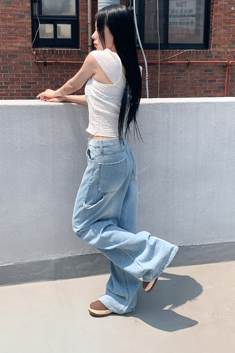 아쿠비클럽 sad summer denim wide pants