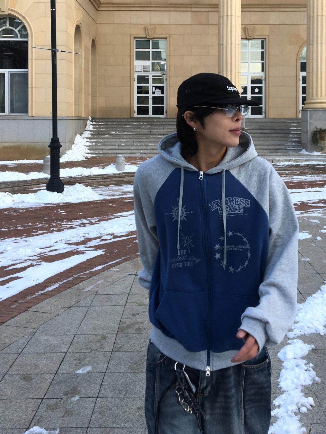 (기모)PG 아트 그래픽 나그랑 후드집업