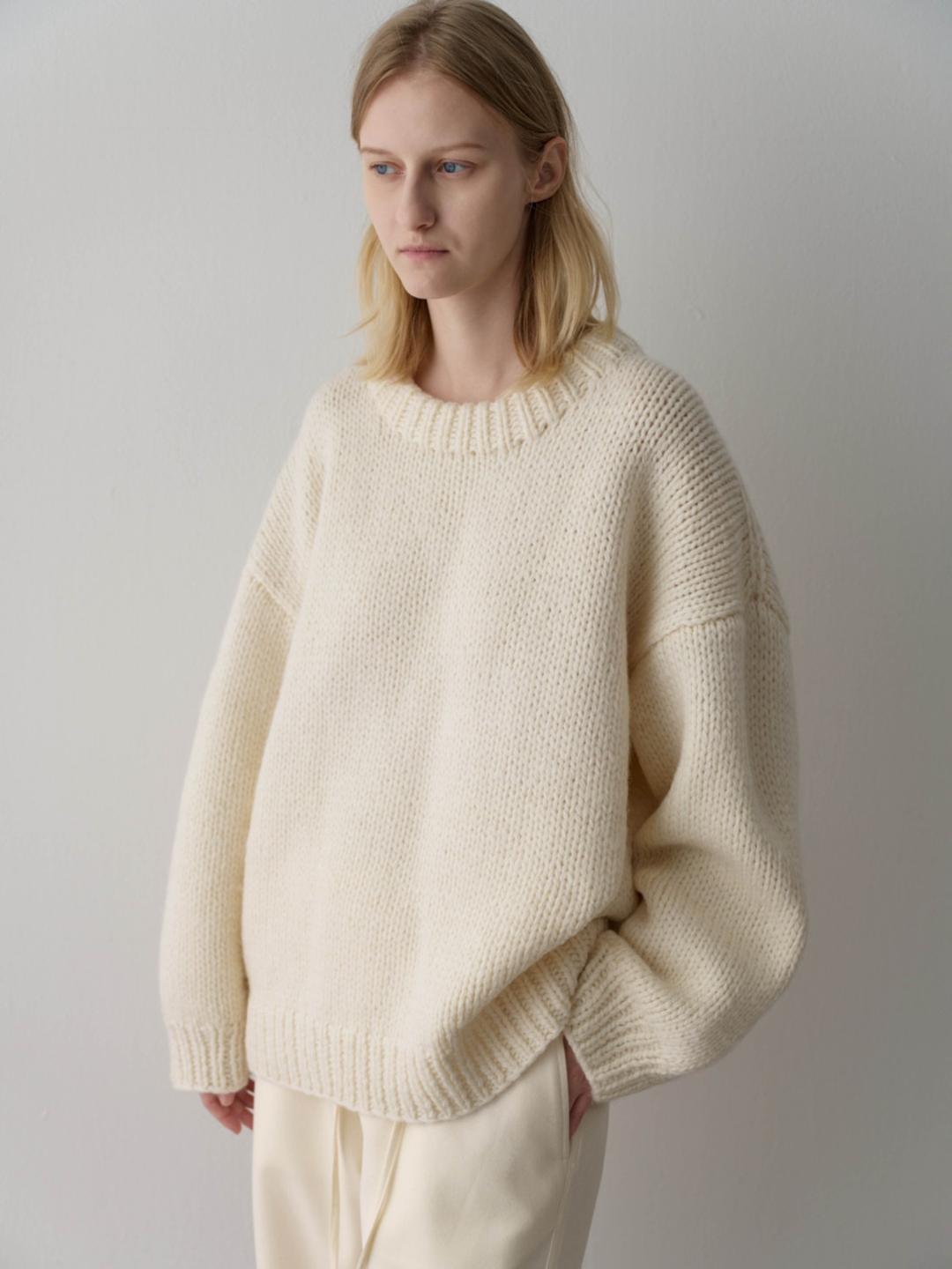 핸드메이드 라운드넥 니트_ivory