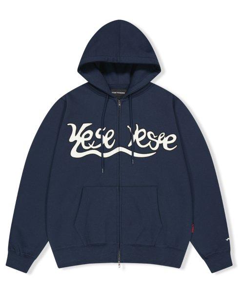 Y.E.S Snail Logo Zip-up Hoodie Navy