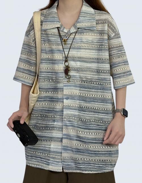 see-through striped shirt