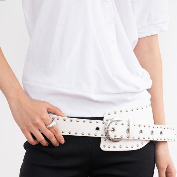 Wide Cross Stud Belt (White)