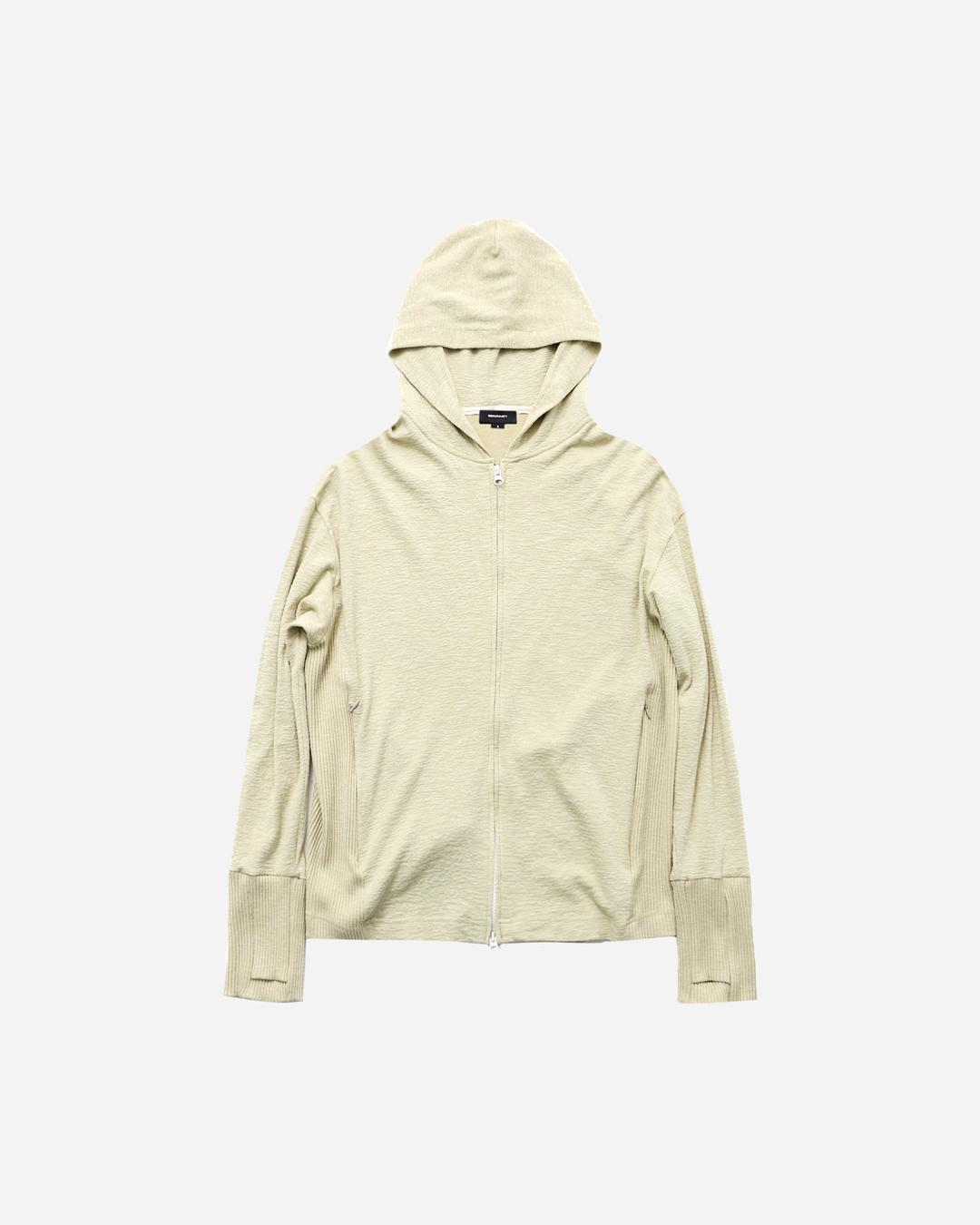 SLUB WOOL HOODED ZIP UP (LIGHT YELLOW)