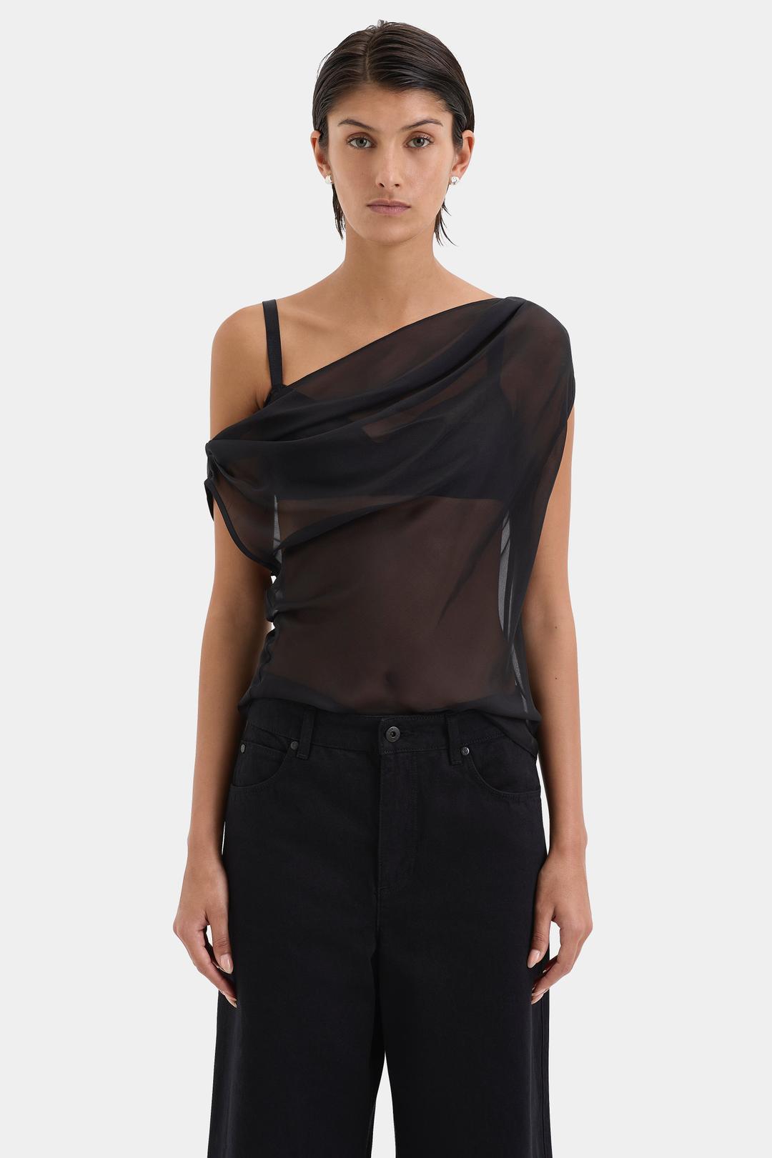 Strobe Cowl Top - Black / 0P
