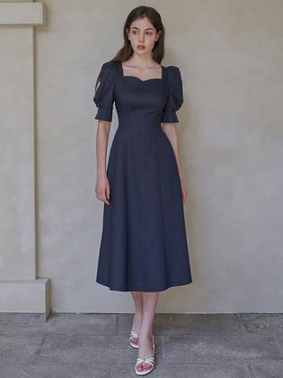 Heart Neck Puff Dress(2color)
