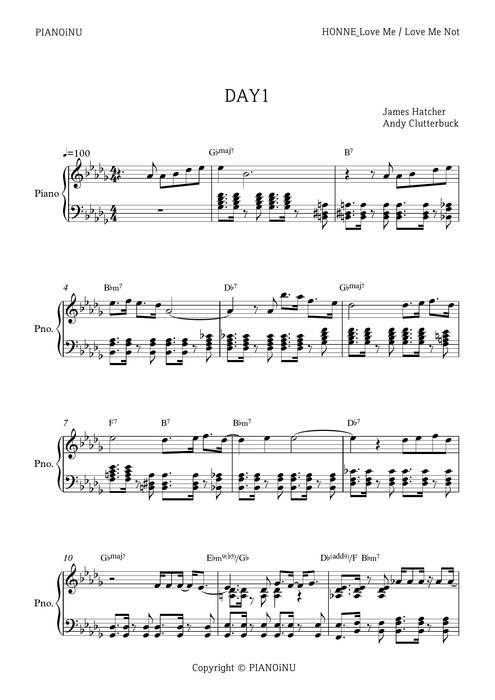 악보 > HONNE - DAY 1 by 피아노인유