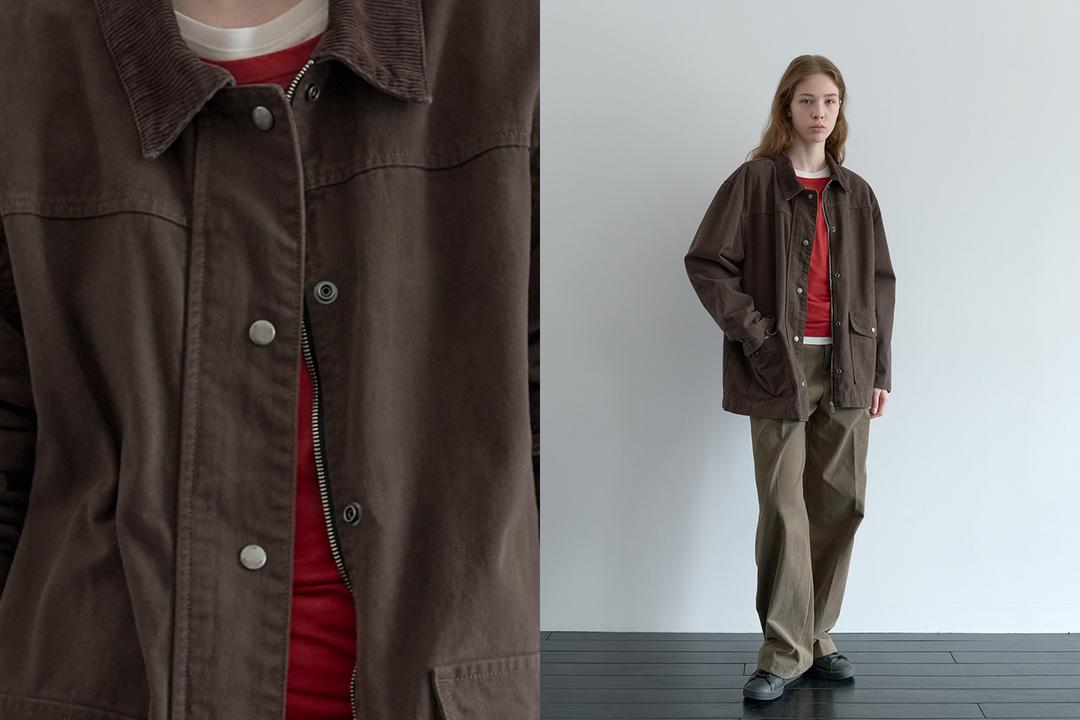 Cotton work jacket (brown)