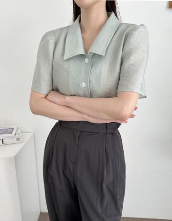 이런 상품 어때요? 치크 카라 크롭 반팔 블라우스 (3color)