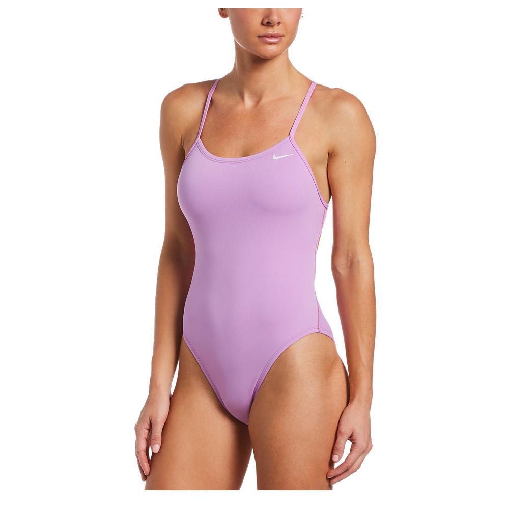 나이키 폴리 솔리드 레이스업 타이백 푸시아 그로우 여자 수영복 NIKE POLY SOLID LACE UP TIE BACK ONE PIECE Fuchsia Glow