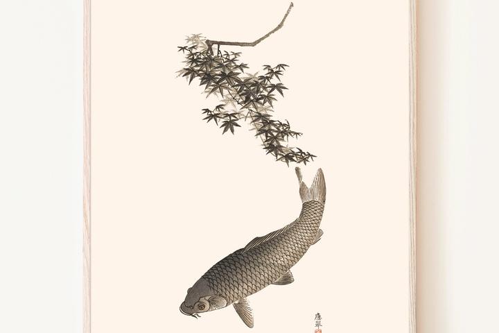풍수 수묵 잉어도 물고기 잉어 그림 인테리어 동양화 액자