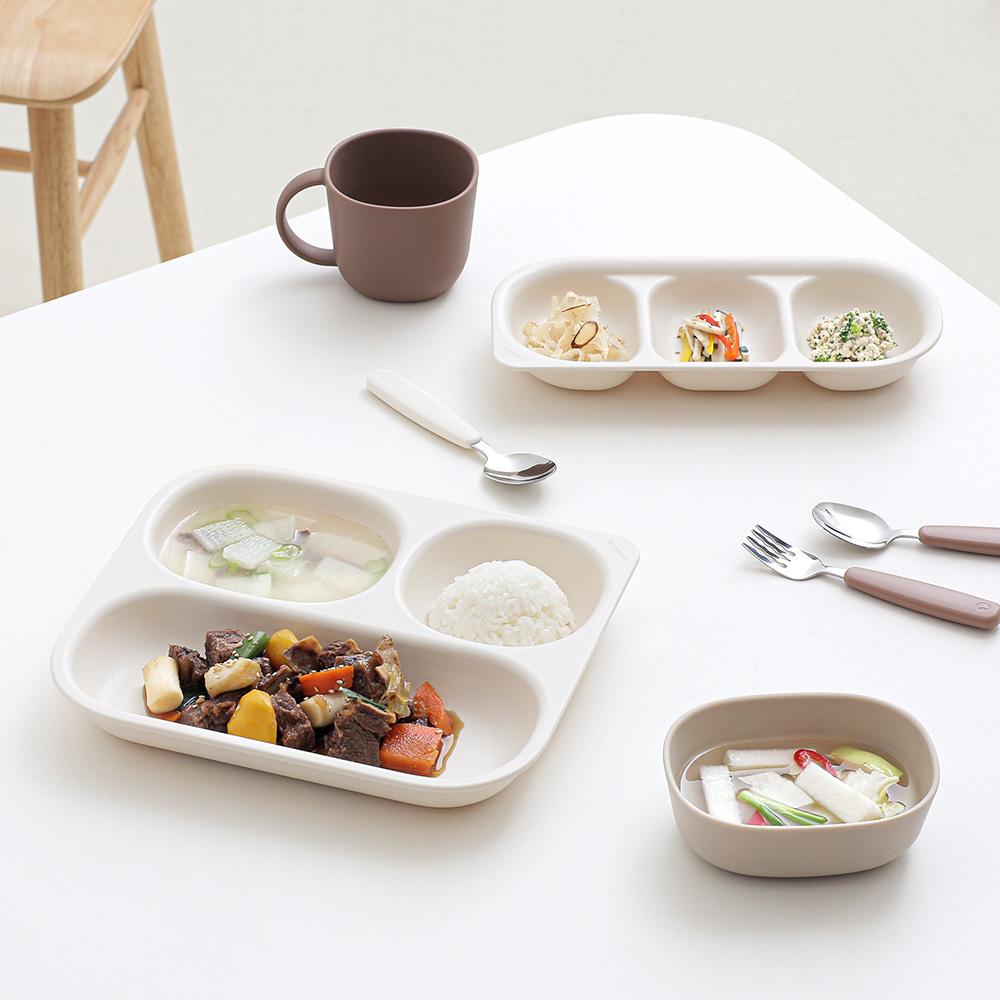 네모 에코젠 3구 깊은 식판+나눔접시 세트