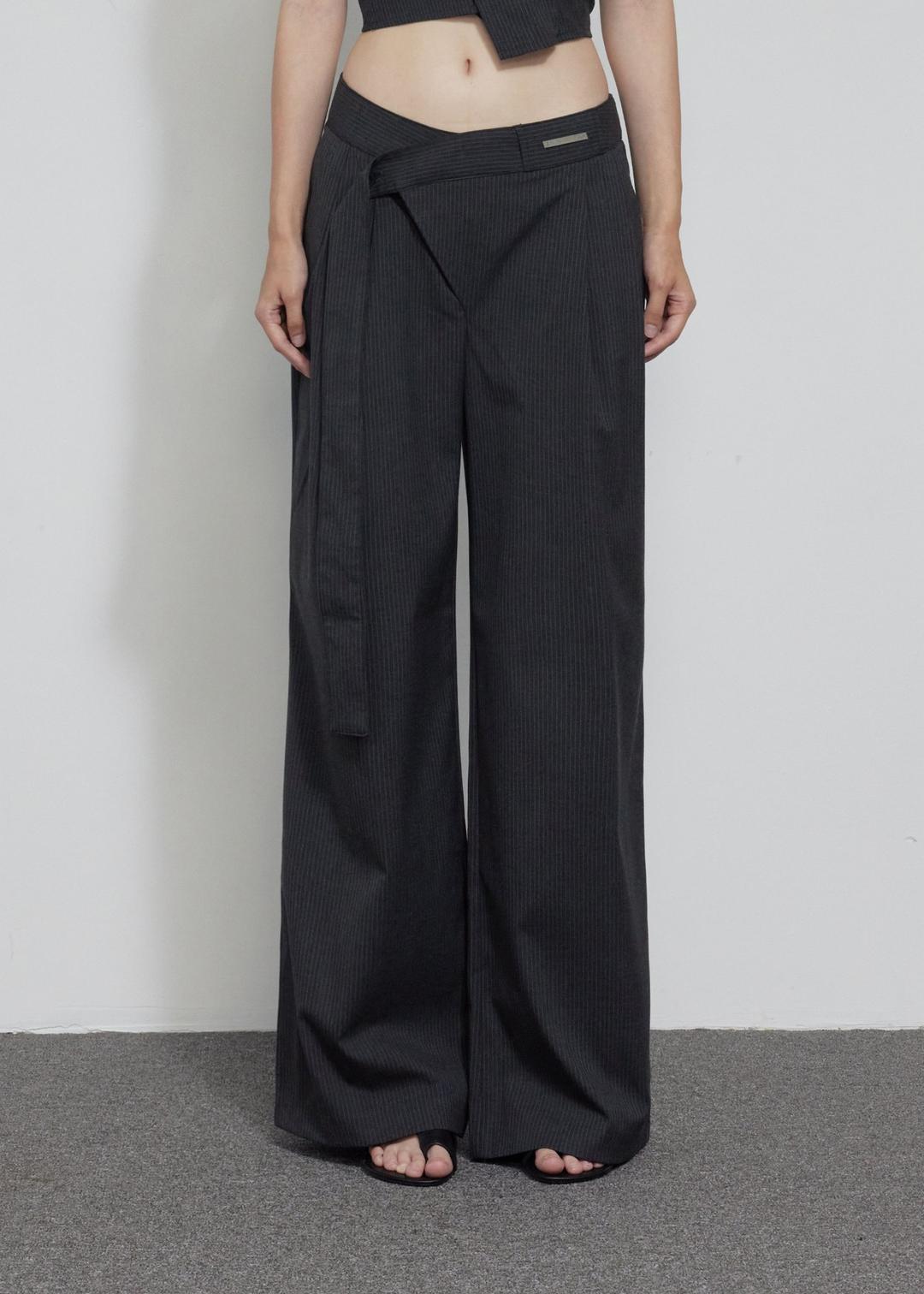 [9/25~ 발송] OVER TIE WIDE PANTS, STRIPE CHARCOAL