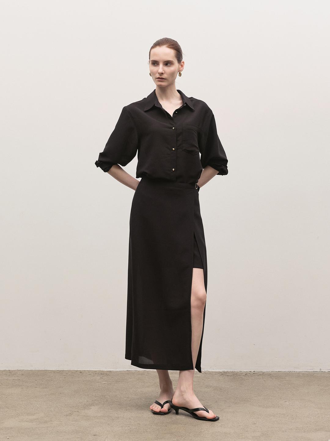Buckle wrap skirt (블랙)