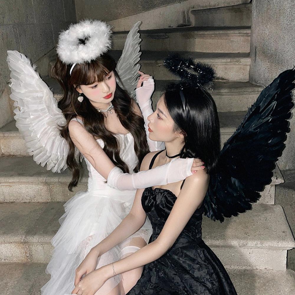 할로윈 천사 날개 코스튬 커플 절친 코스프레