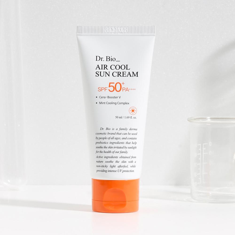 닥터바이오 에어쿨 무기자차 선크림 50ml (대용량) [ 순한 온가족용 ㅣ 저자극 선크림 ㅣ 민감 피부  ㅣ 눈시림 NO ㅣ ewg 그린 ㅣ 불만족시 100% 무료환불]