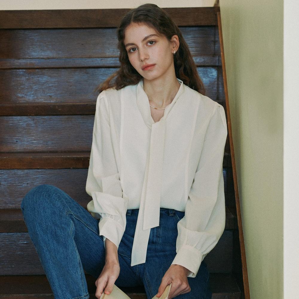 Scarf Tie Detachable Blouse_Ivory