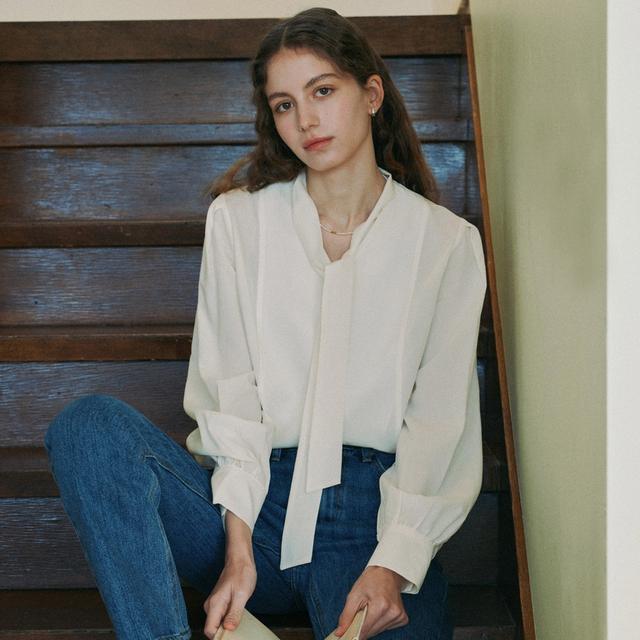 Scarf Tie Detachable Blouse_Ivory