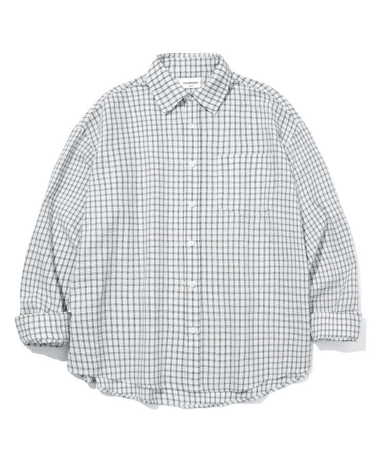 시어서커 체크 셔츠-아이보리