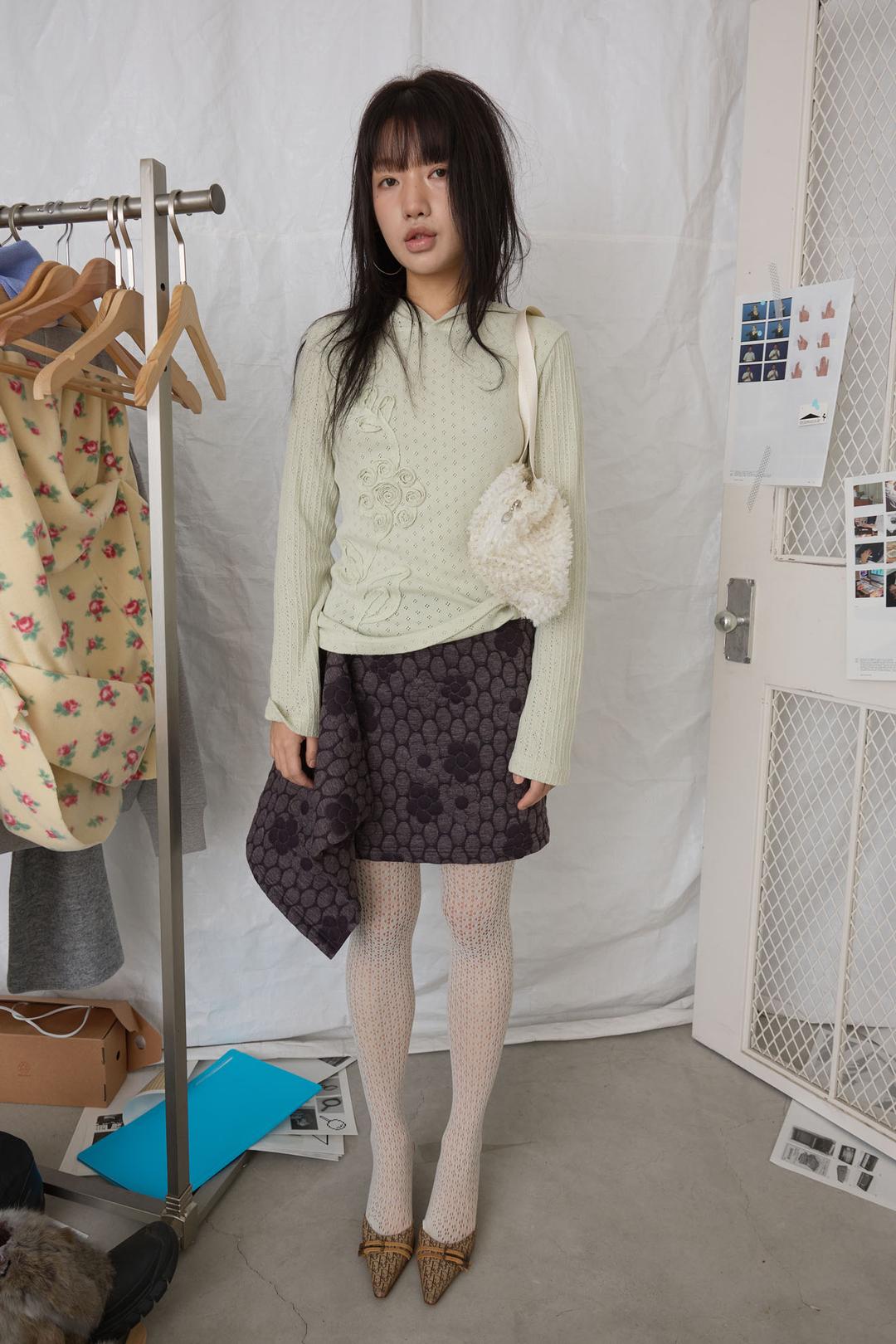 loose quilted skirt_brown