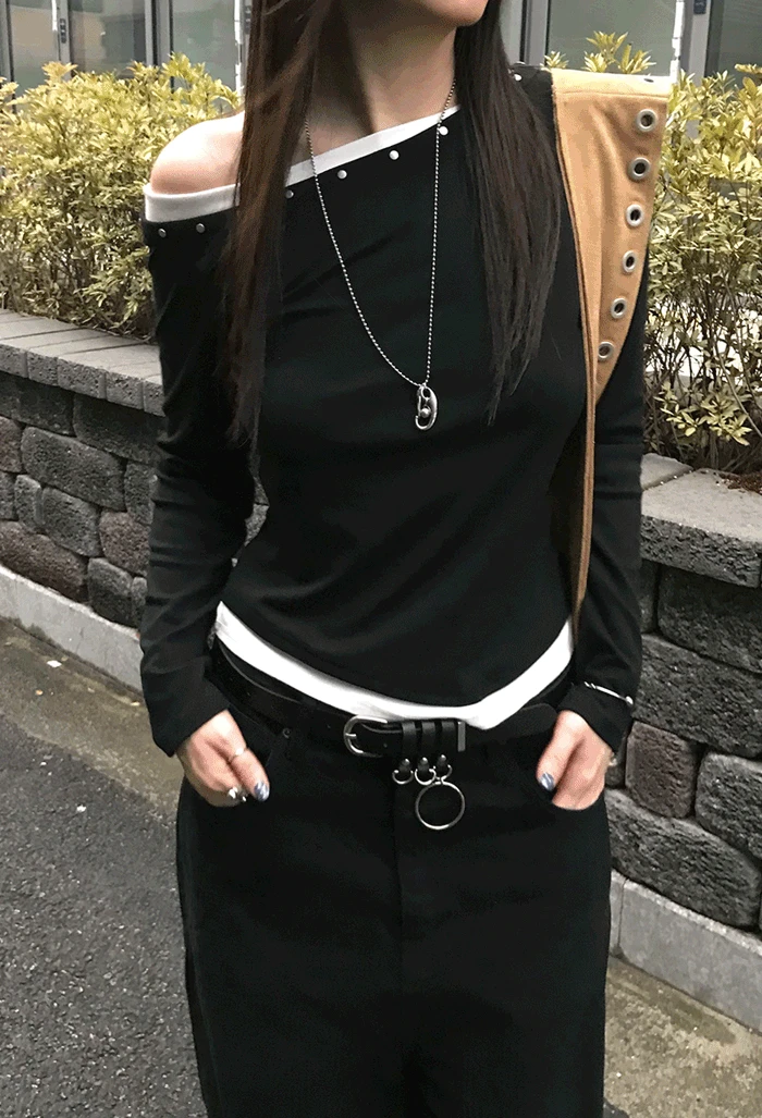 스터드 레이어드 티셔츠