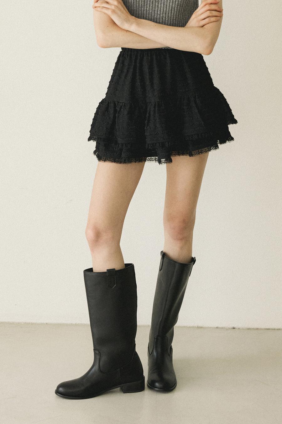 [4차]FRILL LACE BAND SKIRT - BLACK
