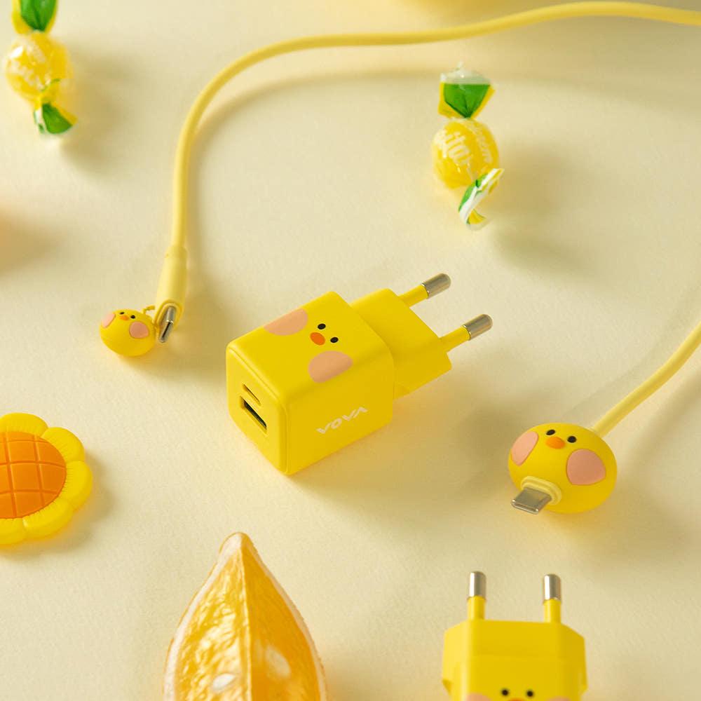 보바 라인프렌즈 25W PD GaN 멀티 초고속 충전기 옐로우