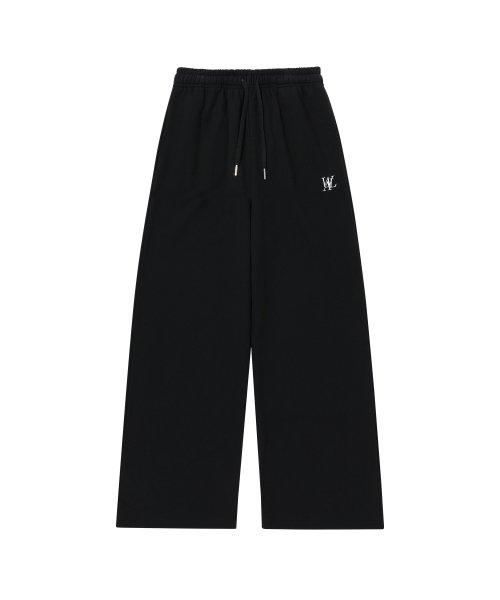 (기모)Signature relax wide pants - BLACK