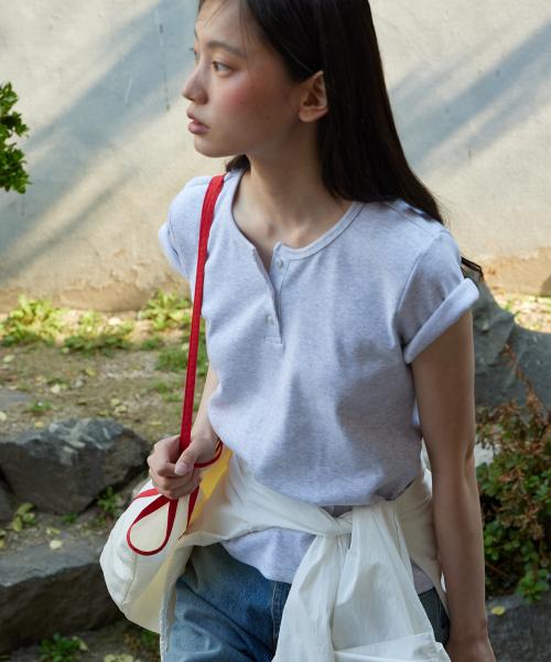 Henley Short Sleeve T-Shirt_LIGHT GREY