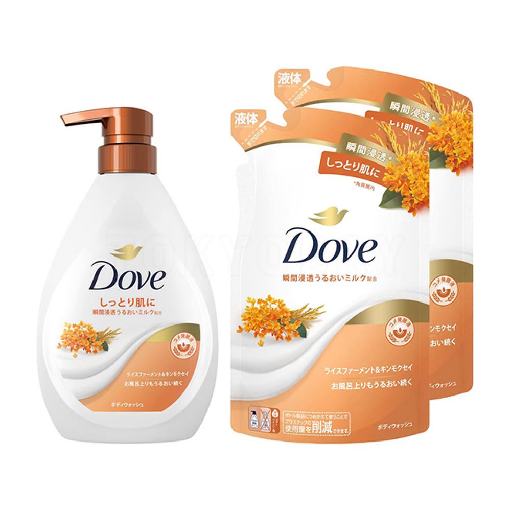 도브 바디 워시 본체+리필용2개 세트 라이스퍼멘트 금목서