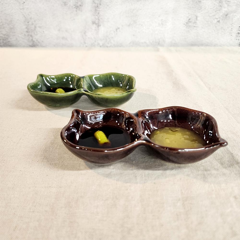 일본 완두콩 두칸 나눔 접시 찬기 반찬 소스 일식 종지 그릇 12cm