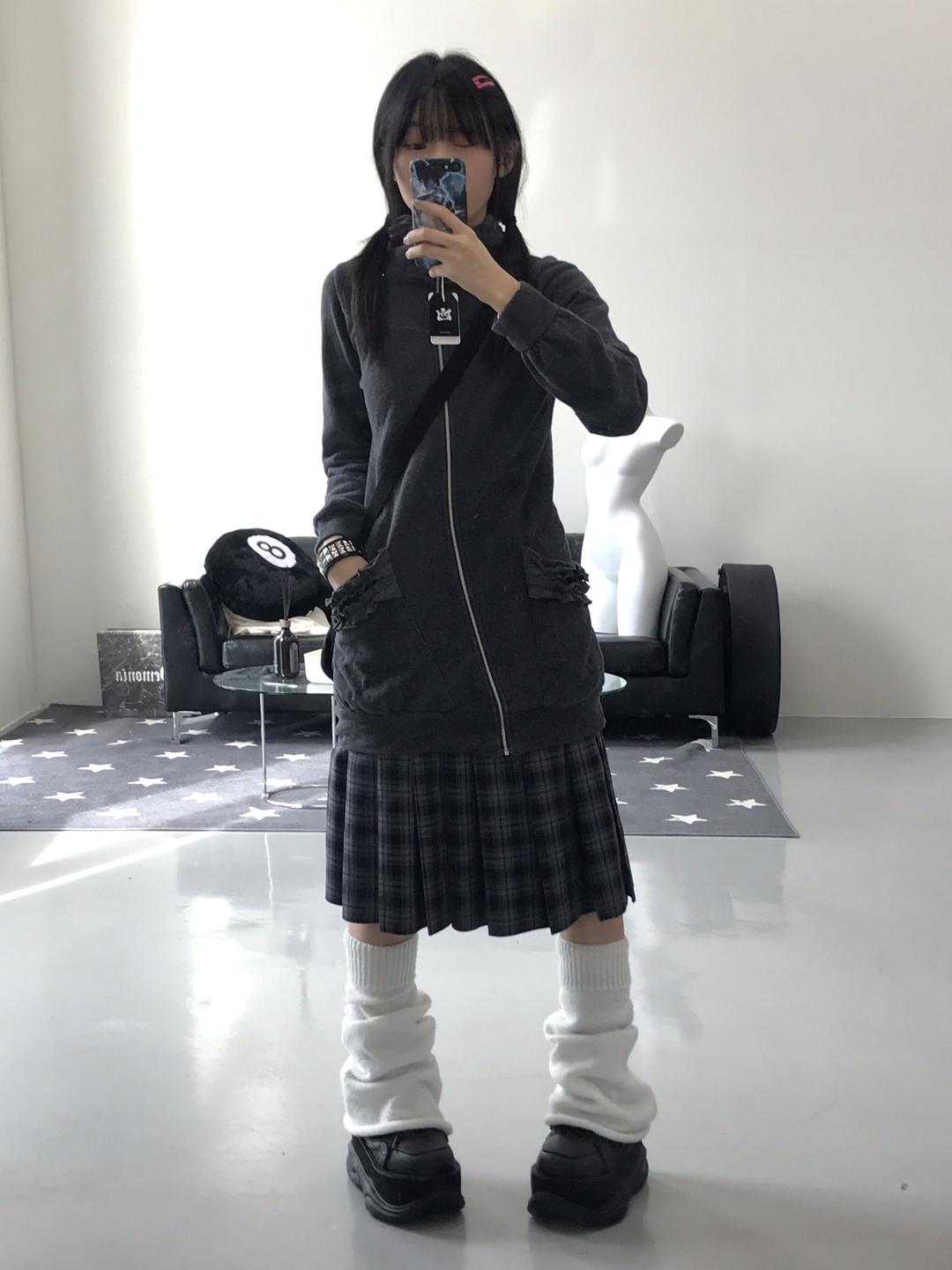 Jpn Frill Cotton Zip Up Hoodies