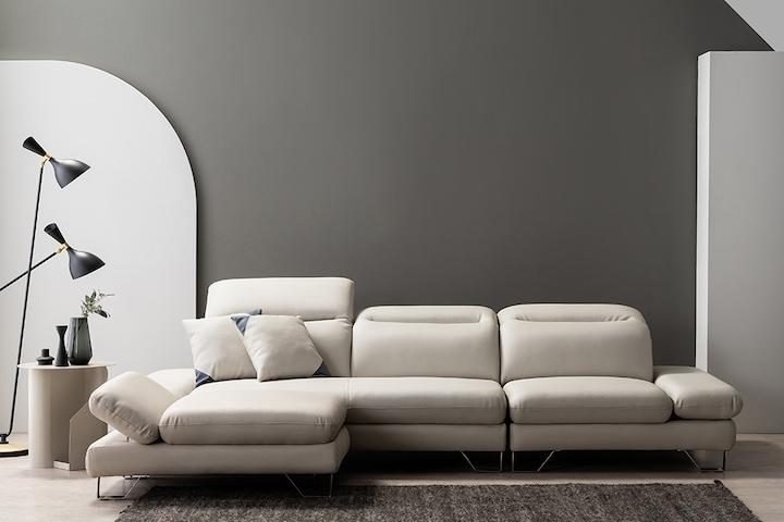 커브 4인 무빙헤드레스트 가죽 소파 2color